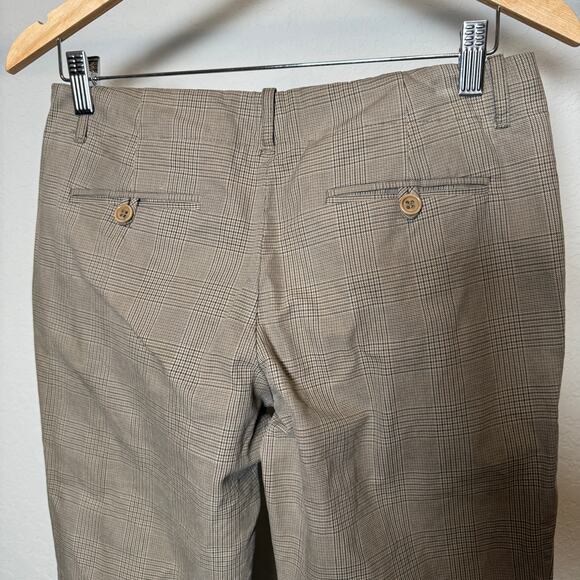 Women's Theory Brown Plaid Flat Front Demi Flare Bootcut Dress Pants Size 4 - Picture 8 of 10